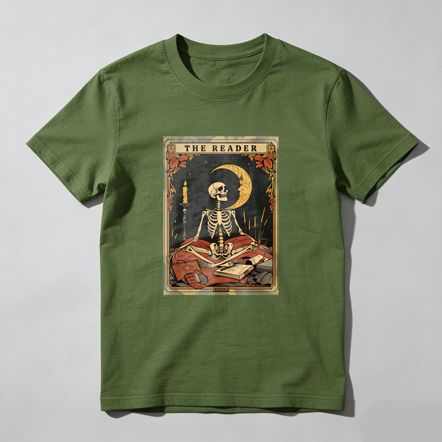 Wardrobecart The Reader Skeleton Tarot Card Design Unisex Classic T-shirt