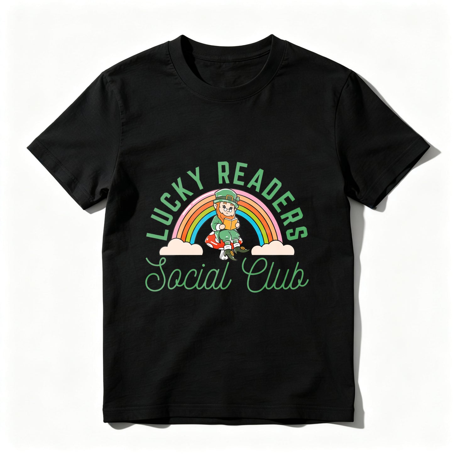 Wardrobecart Lucky Readers Social Club Rainbow Leprechaun Unisex Classic T-shirt