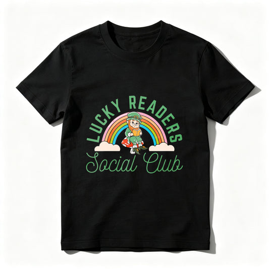 Wardrobecart Lucky Readers Social Club Rainbow Leprechaun Unisex Classic T-shirt
