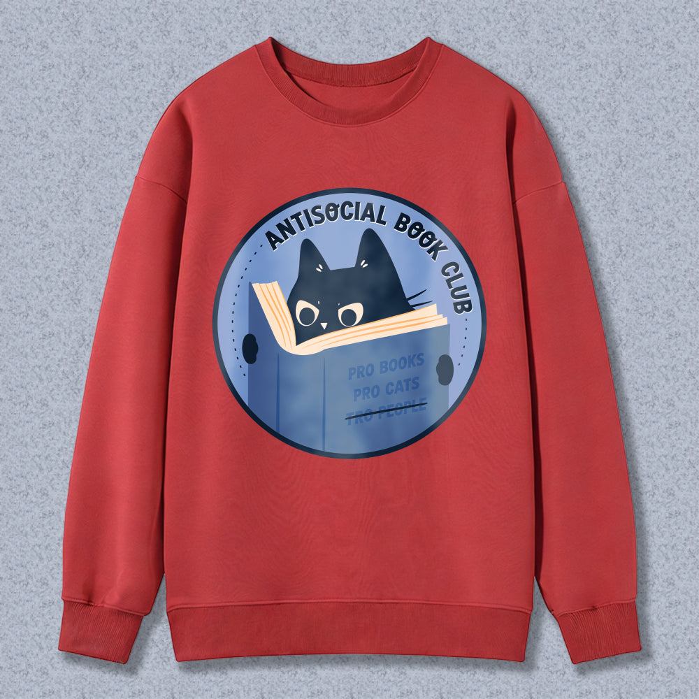 Wardrobecart Antisocial Book Club Cat Reading Book Pro Books Pro Cats Unisex Classic Sweatshirt