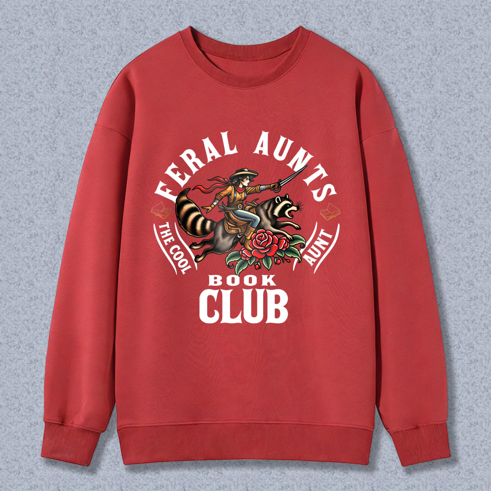 Wardrobecart Feral Aunts The Cool Aunt Book Club Tiger Rose Design Unisex Classic Sweatshirt