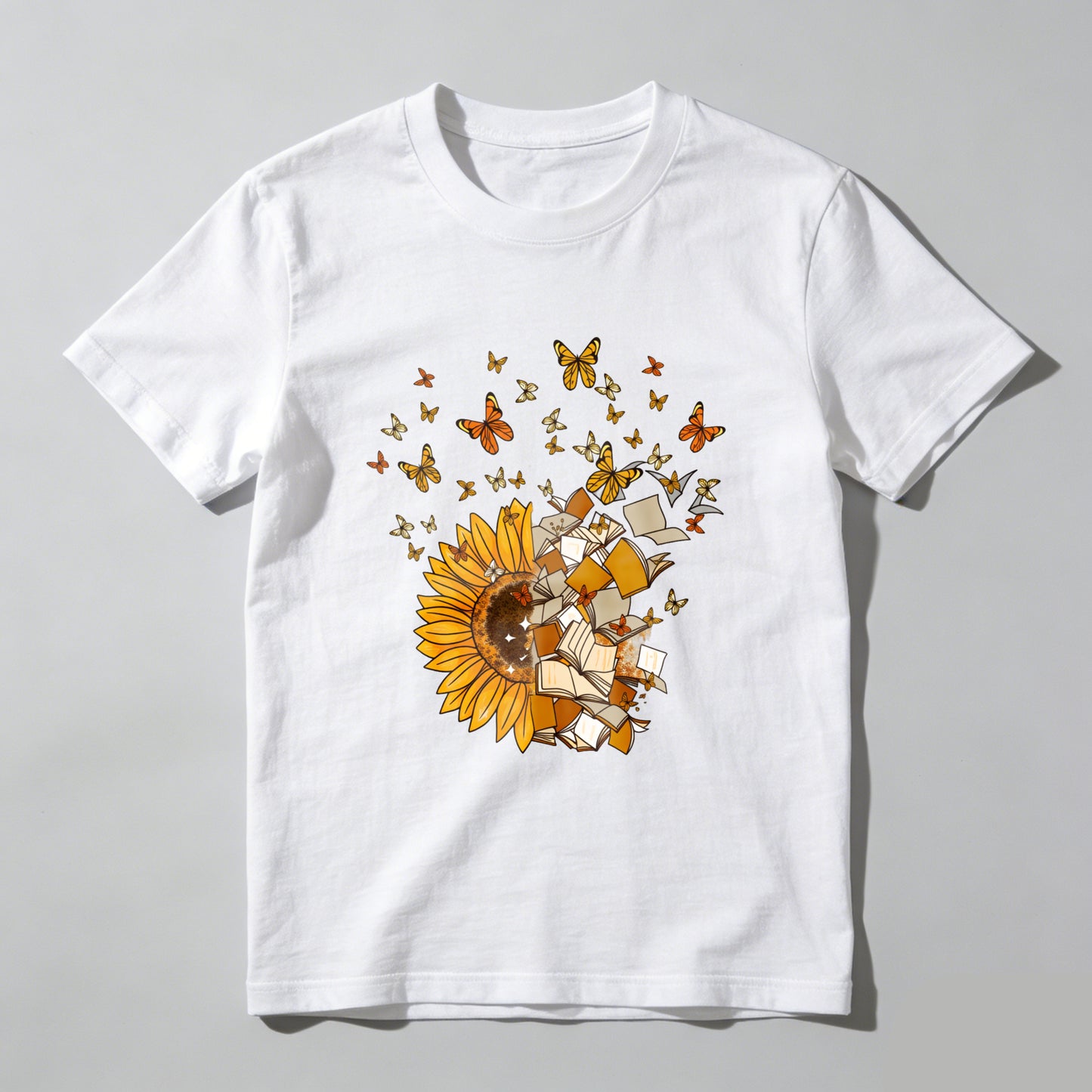 Wardrobecart Sunflower Books Butterflies Reading Nature Art Design Unisex Classic T-shirt