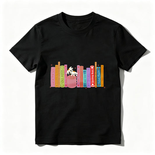 Wardrobecart Colorful Books And A Flower Pot Unisex Classic T-shirt