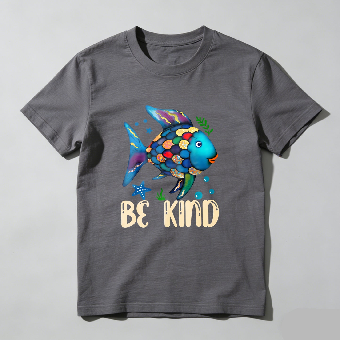 Wardrobecart Colorful Fish With Be Kind Text Unisex Classic T-shirt