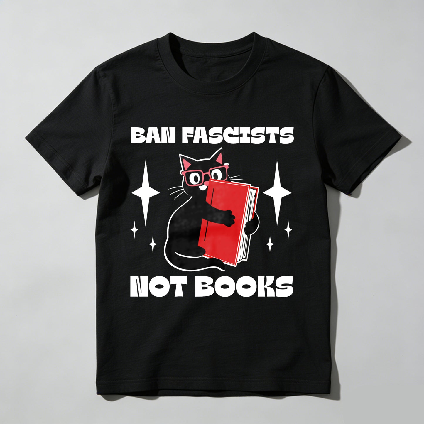 Wardrobecart Ban Fascists Not Books Cat Reading Book Unisex Classic T-shirt