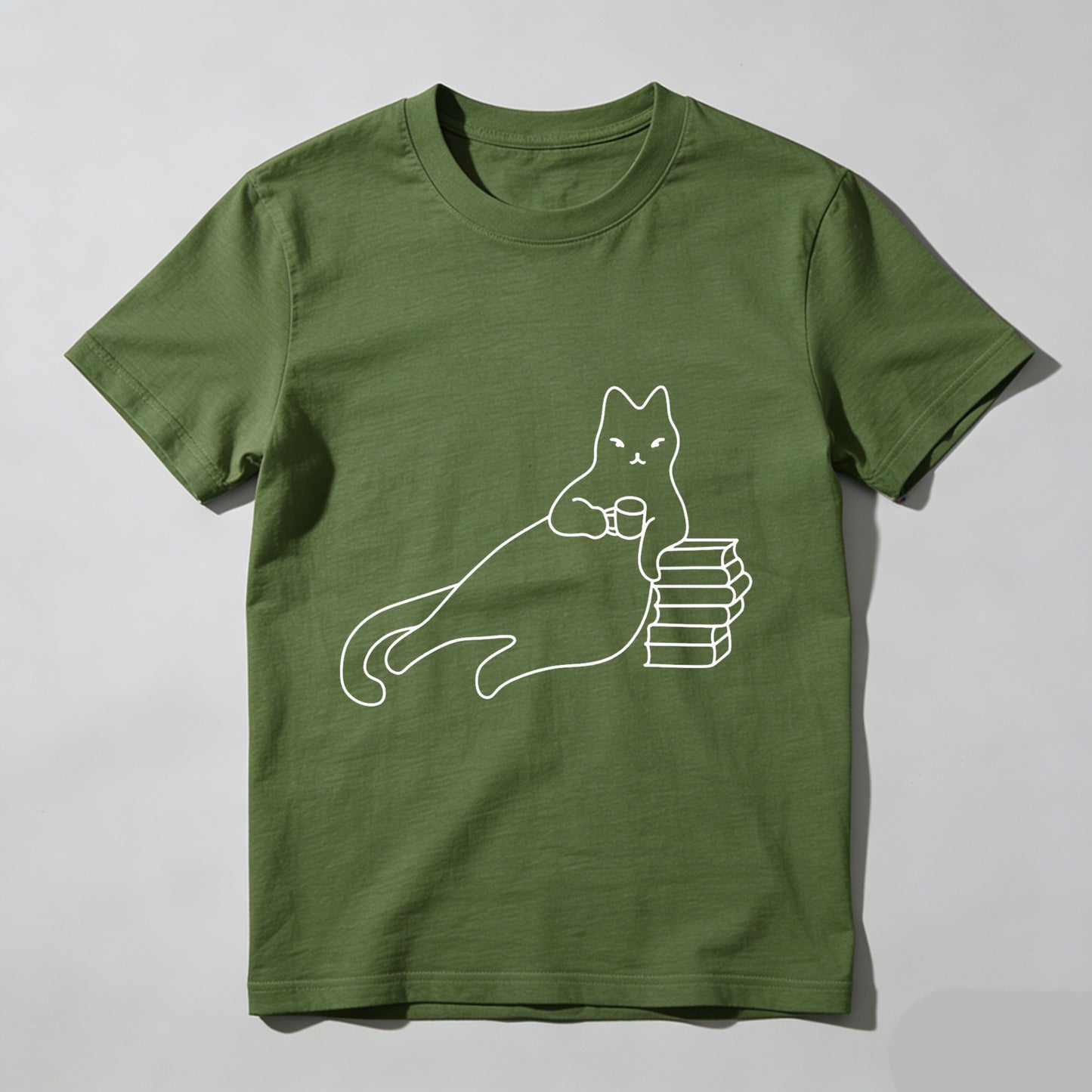 Wardrobecart Cat Holding Book Stack With Coffee Cup Unisex Classic T-shirt