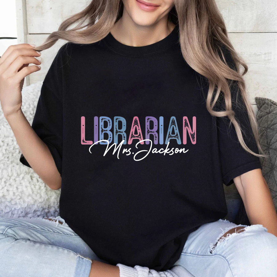 Wardrobecart Librarian Mrs Jackson Colorful Text Design Unisex Classic T-shirt