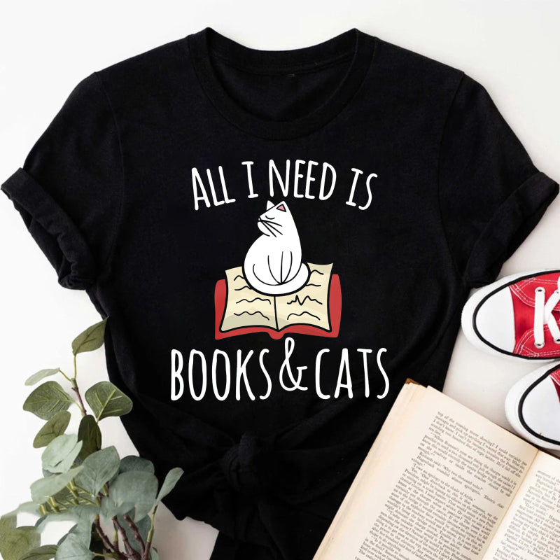 Wardrobecart All I Need Is Books And Cats Unisex Classic T-shirt