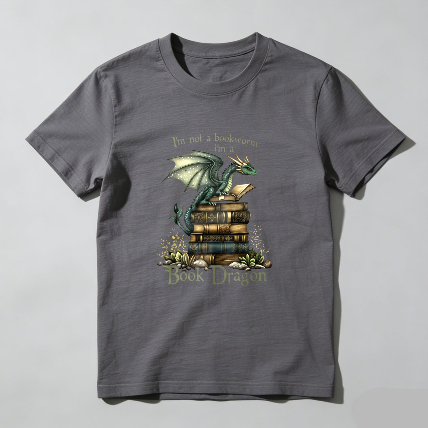 Wardrobecart Dragon Perched On Books With Text Above And Below Unisex Classic T-shirt
