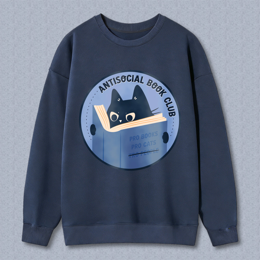 Wardrobecart Antisocial Book Club Cat Reading Book Pro Books Pro Cats Unisex Classic Sweatshirt