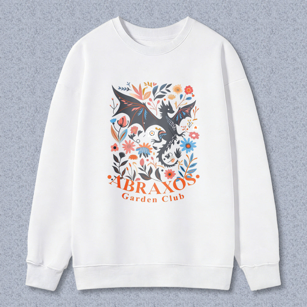 Wardrobecart Dragon And Floral Design Abraxos Garden Club Unisex Classic Sweatshirt