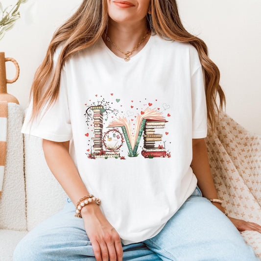 Wardrobecart Love Books Stack Hearts Open Pages Unisex Classic T-shirt