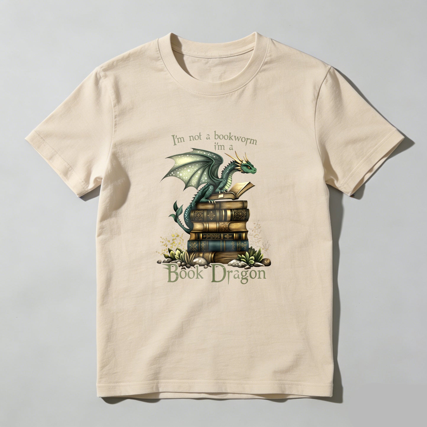Wardrobecart Dragon Perched On Books With Text Above And Below Unisex Classic T-shirt