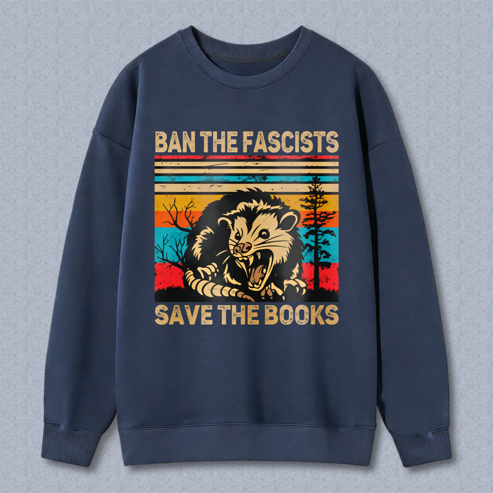 Wardrobecart Ban The Fascists Save The Books Opossum Vintage Design Unisex Classic Sweatshirt