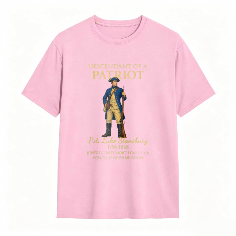 Descendant Of A Patriot Revolutionary War Soldier Portrait With Historical Text T-shirt
