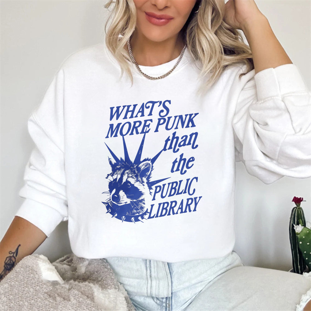 Wardrobecart What's More Punk Than The Public Library Raccoon Graphic Unisex Classic Sweatshirt