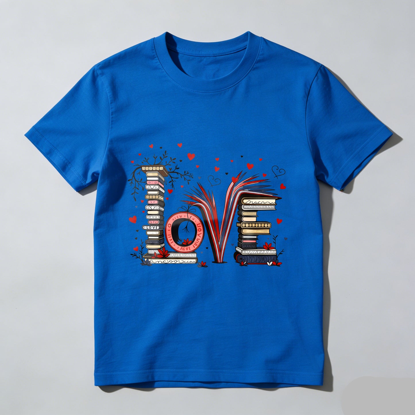 Wardrobecart Love Books Stack Hearts Colorful Design Unisex Classic T-shirt