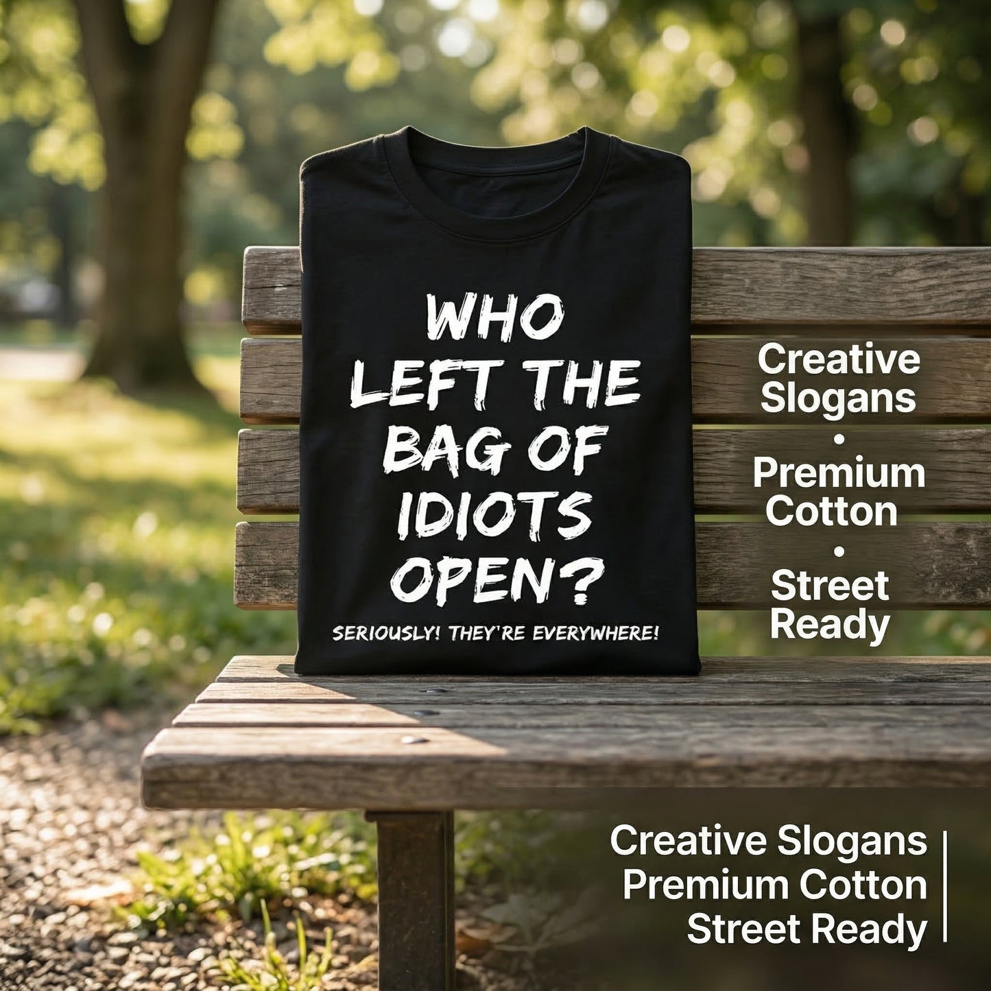 Who Left The Bag Of Idiots Open Pure Cotton Short Sleeve T Shirt