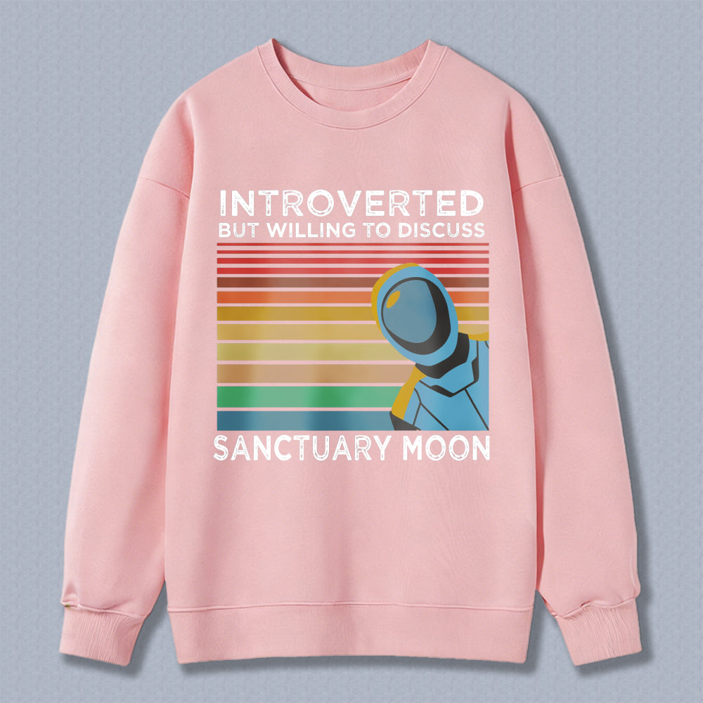 Wardrobecart Astronaut In Space With Rainbow Stripes And Text Introverted Sanguine Moon Unisex Classic Sweatshirt