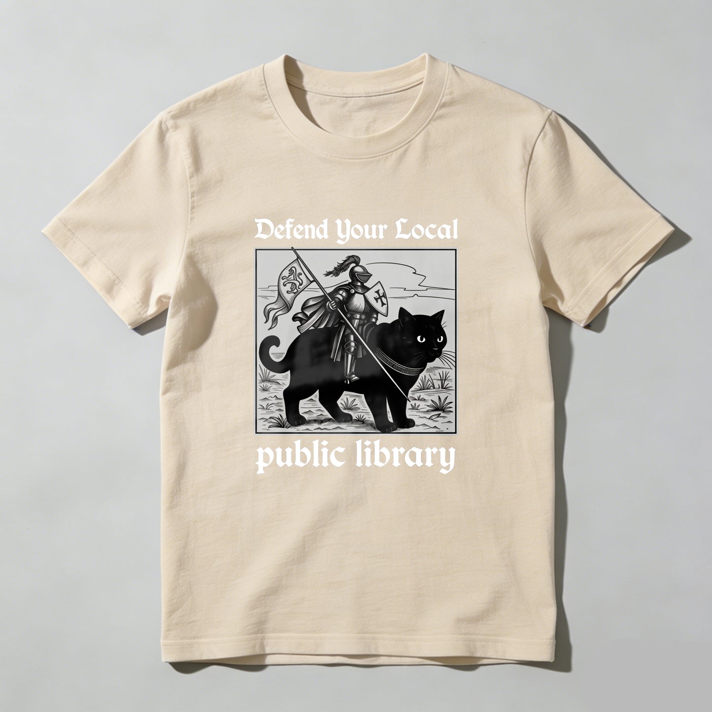 Wardrobecart Defend Your Local Public Library Cat Knight Unisex Classic T-shirt