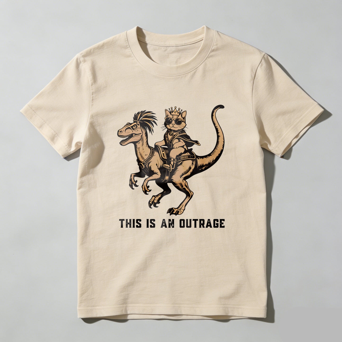 Wardrobecart Cat Riding Dinosaur With Crown And Sword Unisex Classic T-shirt