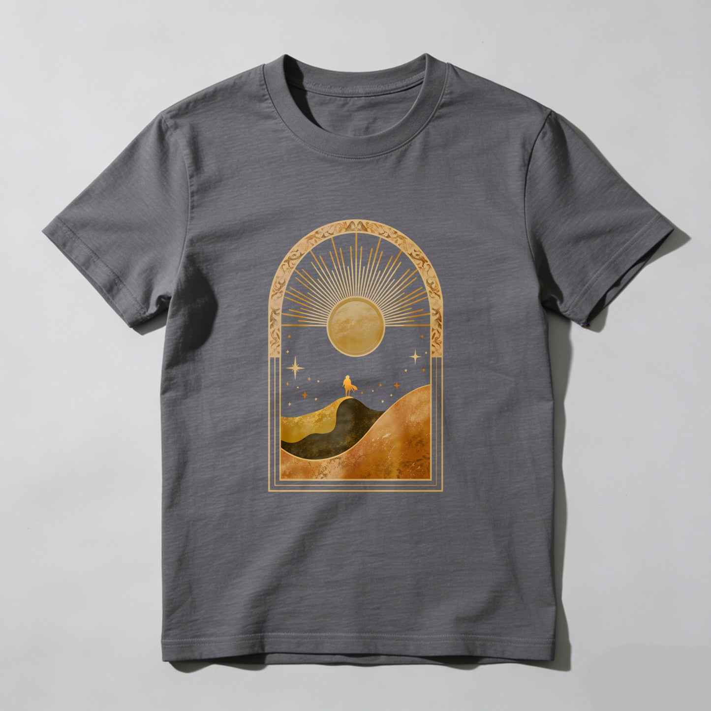 Wardrobecart Sunset Landscape With Stars And Camel Unisex Classic T-shirt