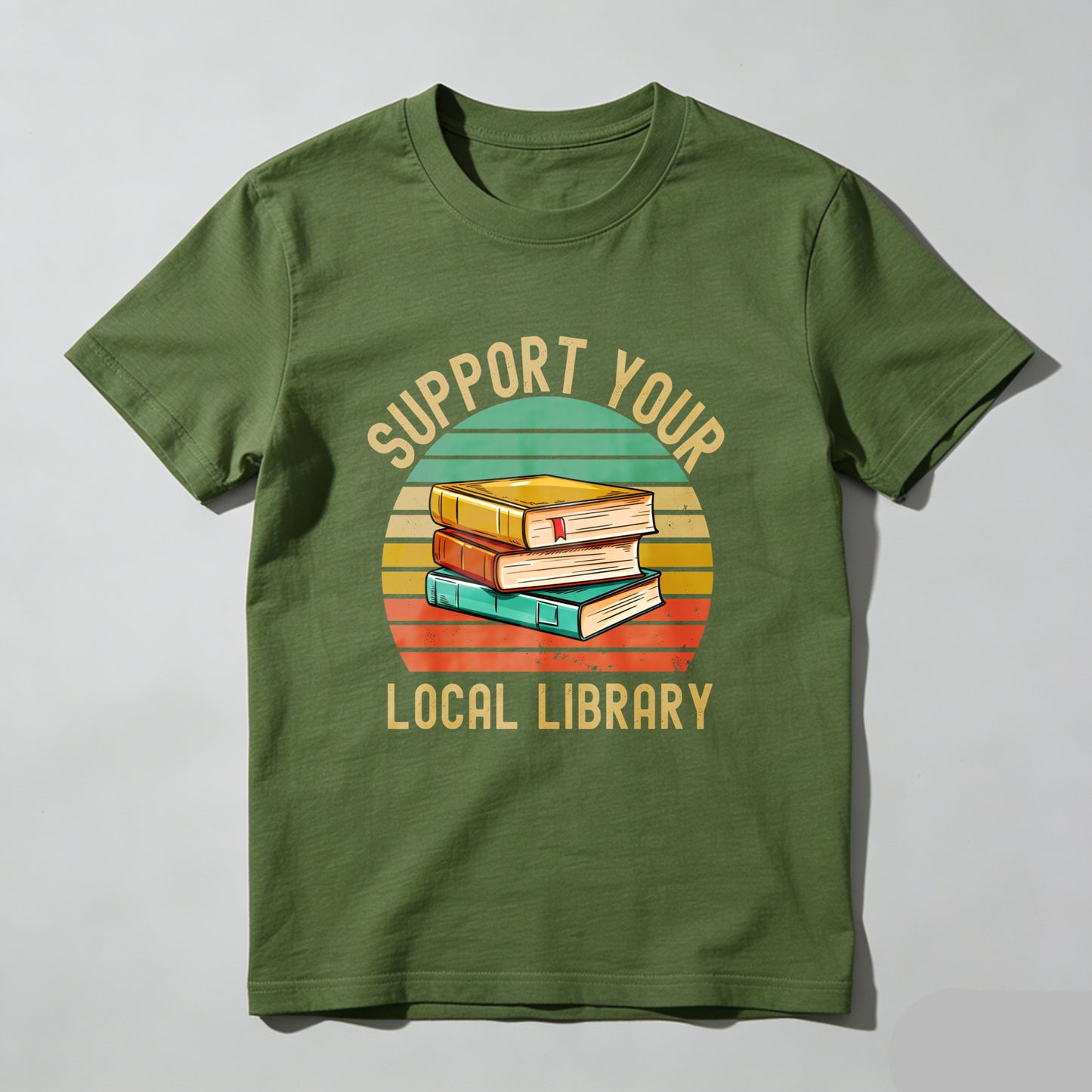Wardrobecart Support Your Local Library Books Sunset Design Unisex Classic T-shirt