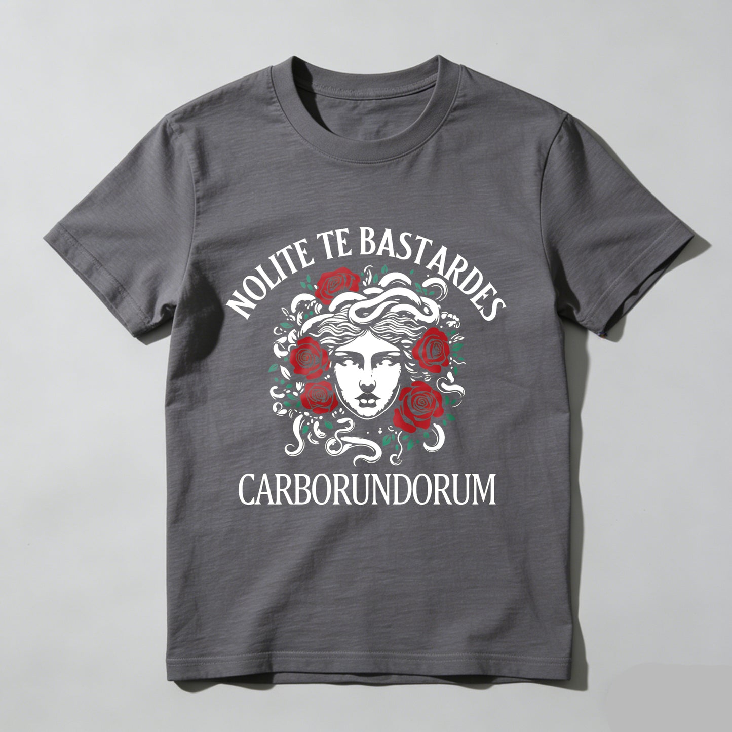 Wardrobecart Nolite Te Bastardes Carborundorum Medusa With Roses And Latin Text Unisex Classic T-shirt