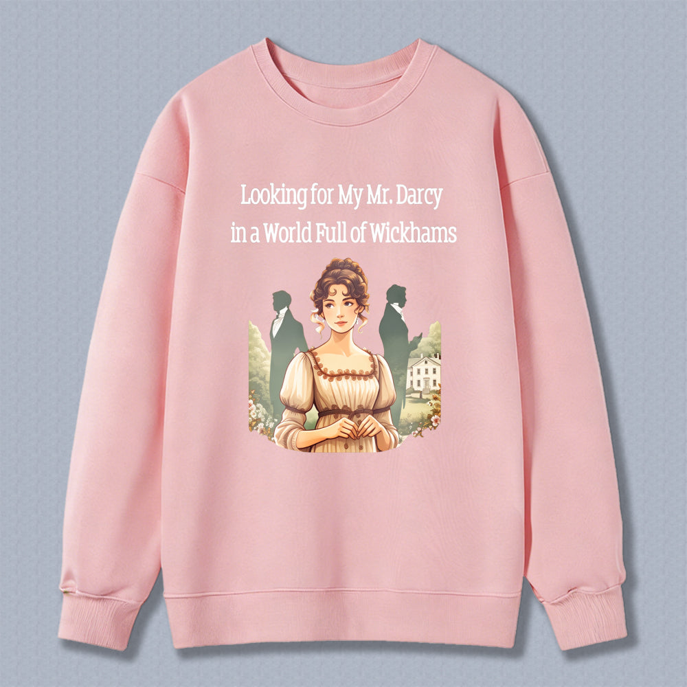 Wardrobecart Classic Woman In Vintage Dress With Garden Background Unisex Classic Sweatshirt