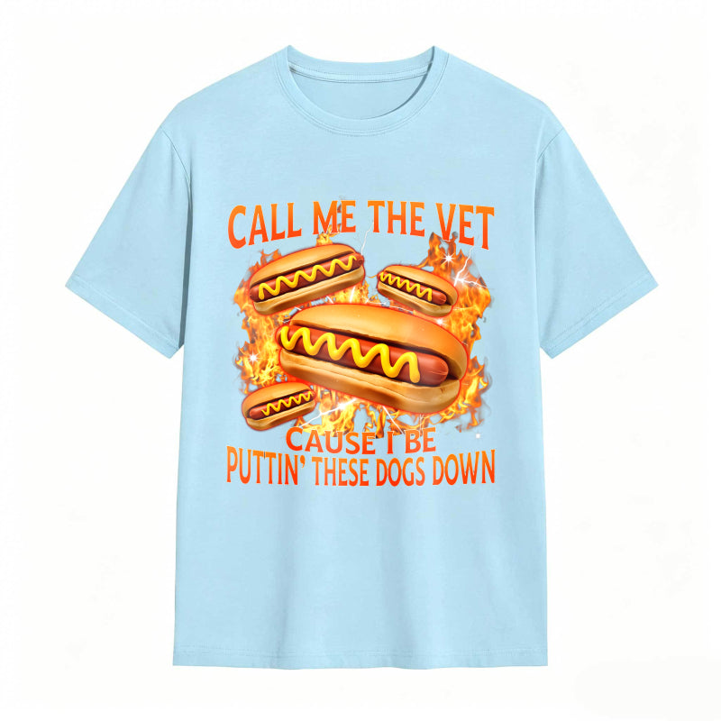 Funny Hot Dog Meme T-shirt With Call Me The Vet Phrase Perfect For Humor Fans