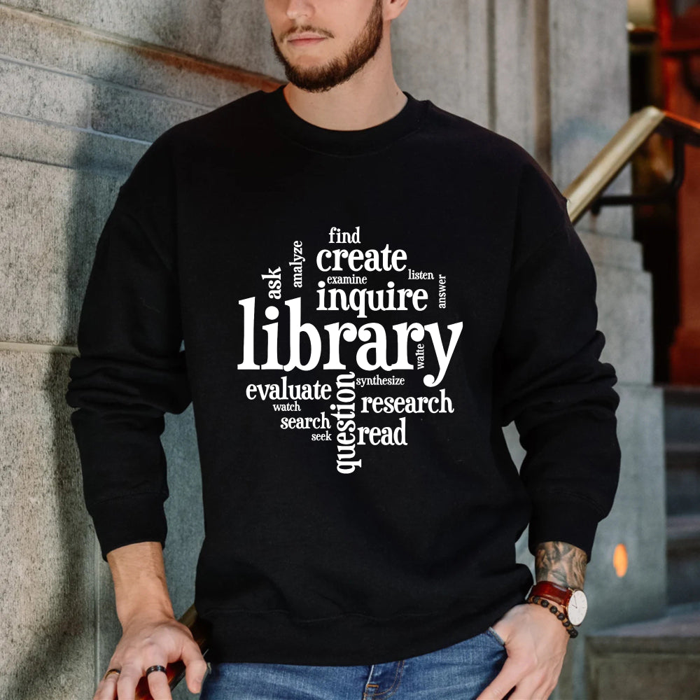 Wardrobecart Library Word Cloud Design Unisex Classic Sweatshirt