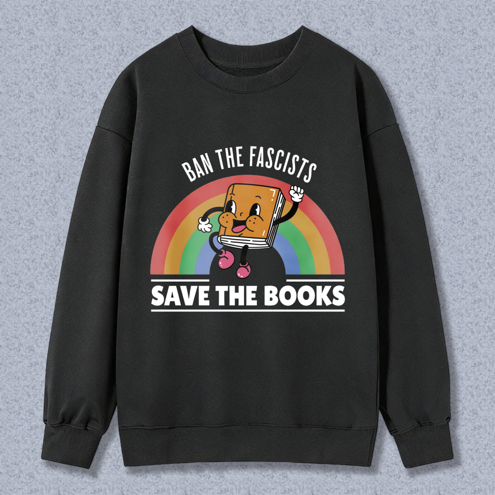 Wardrobecart Book Character With Rainbow And Save The Books Text Unisex Classic Sweatshirt