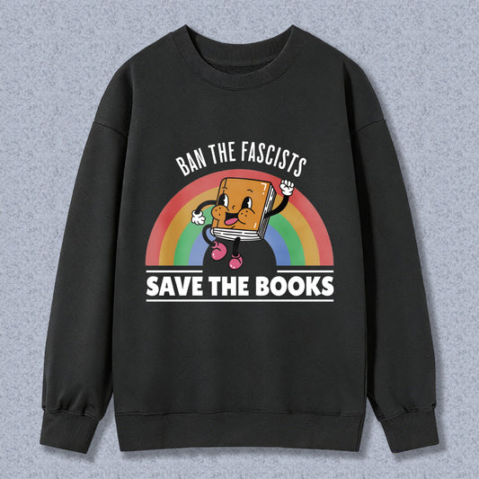 Wardrobecart Book Character With Rainbow And Save The Books Text Unisex Classic Sweatshirt