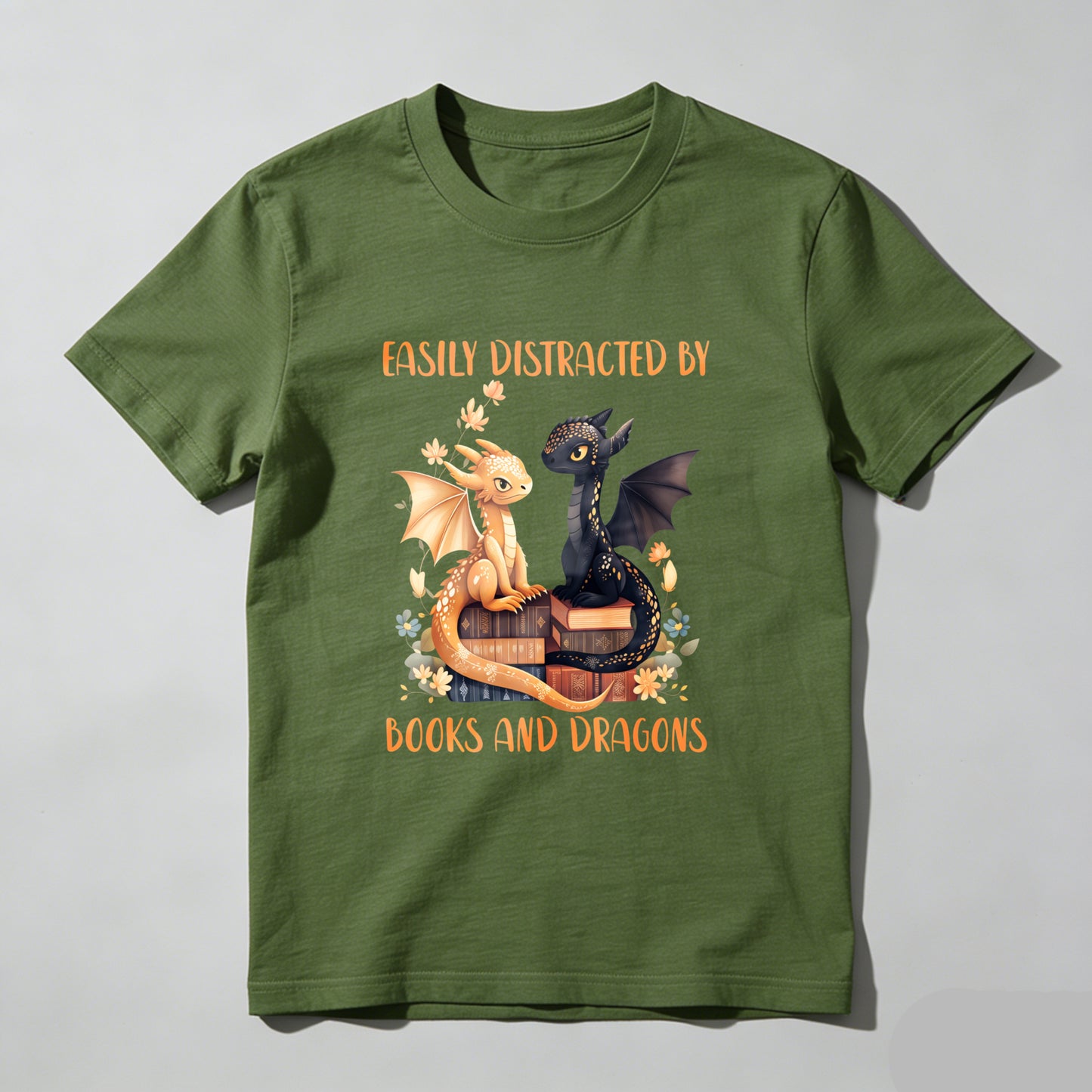 Wardrobecart Easily Distracted By Books And Dragons Unisex Classic T-shirt