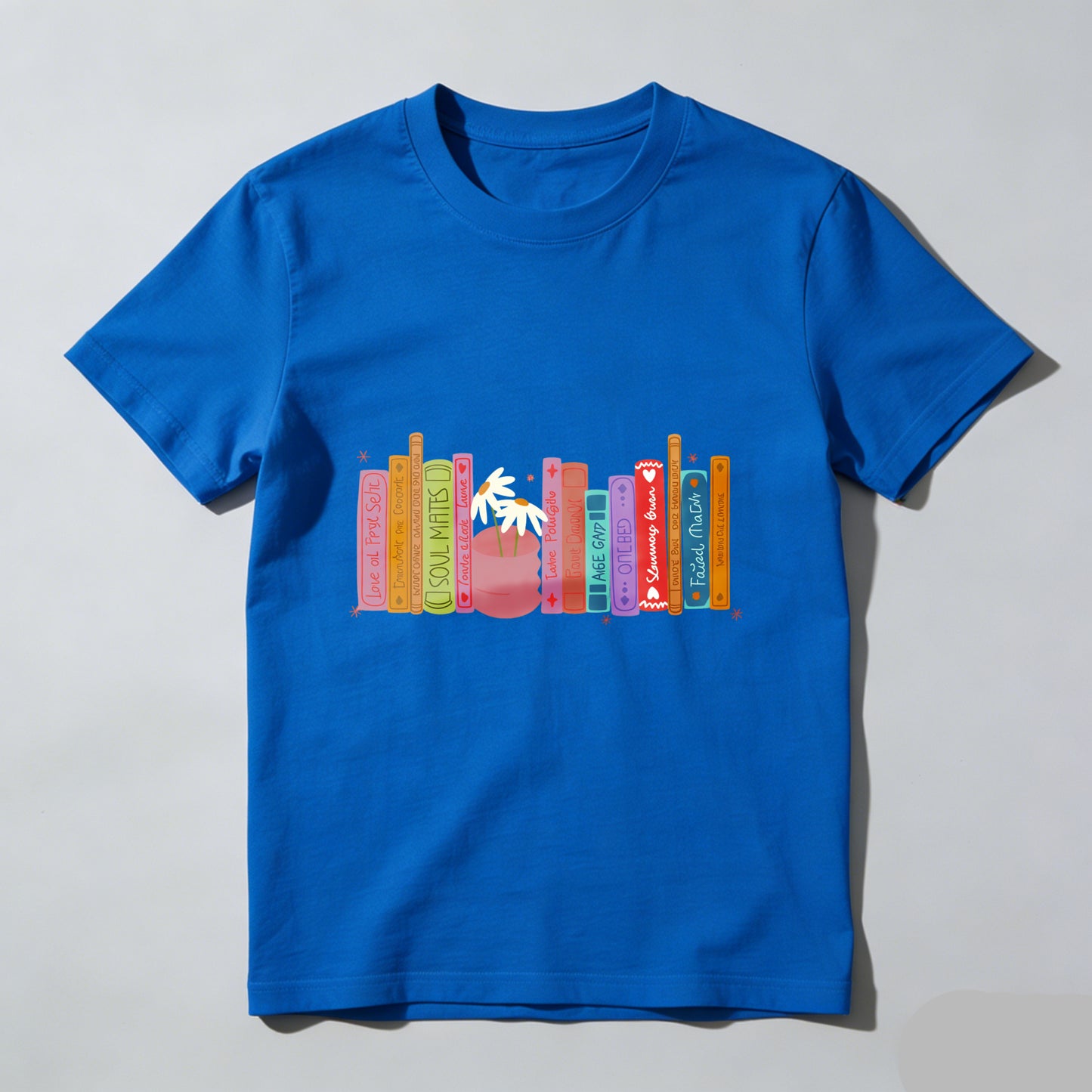 Wardrobecart Colorful Books And A Flower Pot Unisex Classic T-shirt