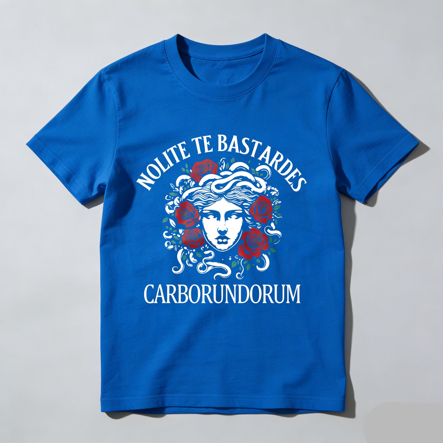 Wardrobecart Nolite Te Bastardes Carborundorum Medusa With Roses And Latin Text Unisex Classic T-shirt