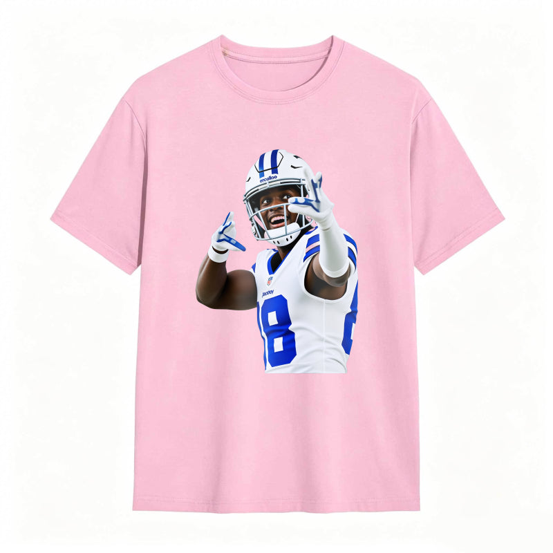 Football Player In Blue And White Uniform Making Peace Sign Unisex Classic T-shirt