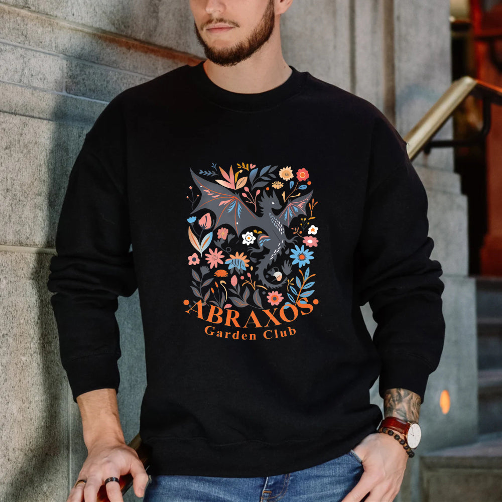 Wardrobecart Dragon And Floral Design Abraxos Garden Club Unisex Classic Sweatshirt