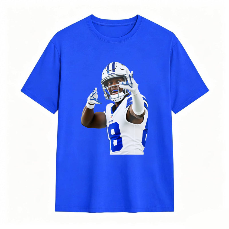 Football Player In Blue And White Uniform Making Peace Sign Unisex Classic T-shirt