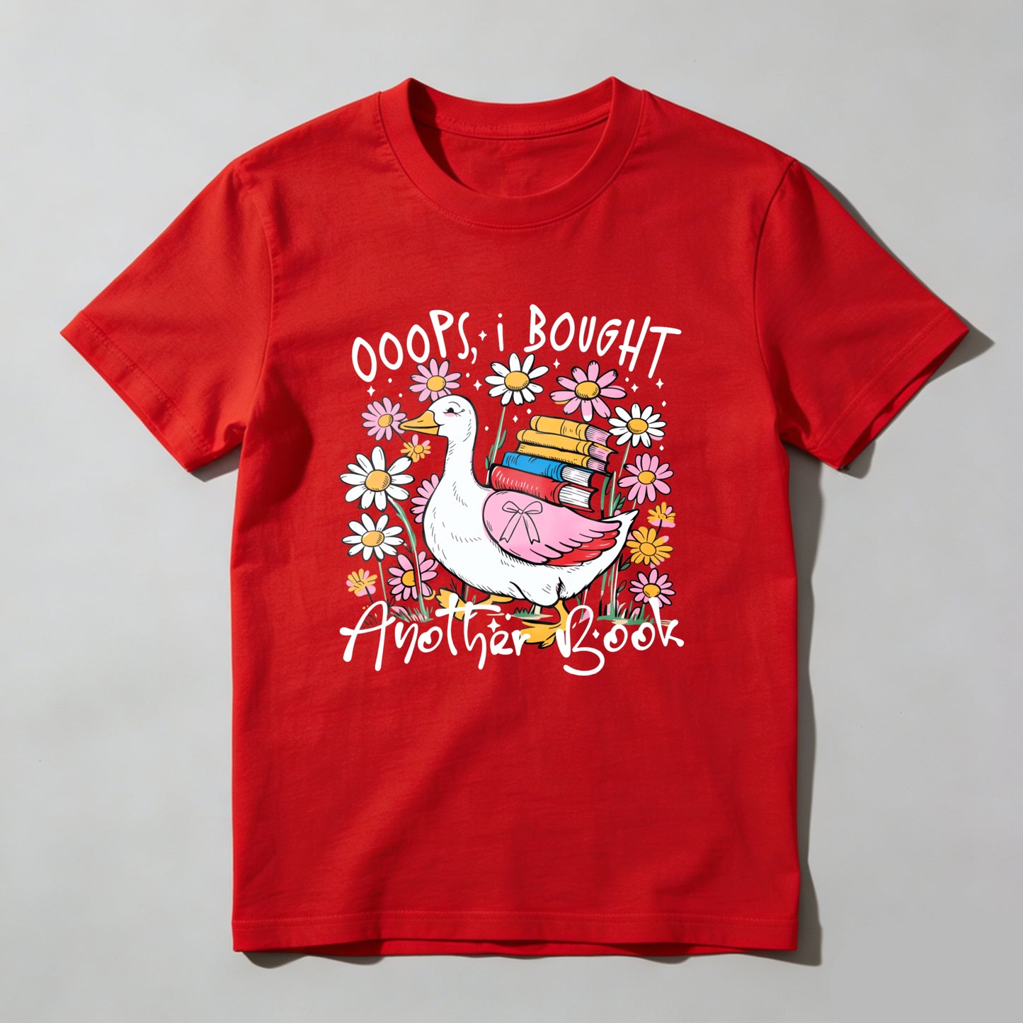 Wardrobecart Duck Carrying Books Among Flowers Unisex Classic T-shirt