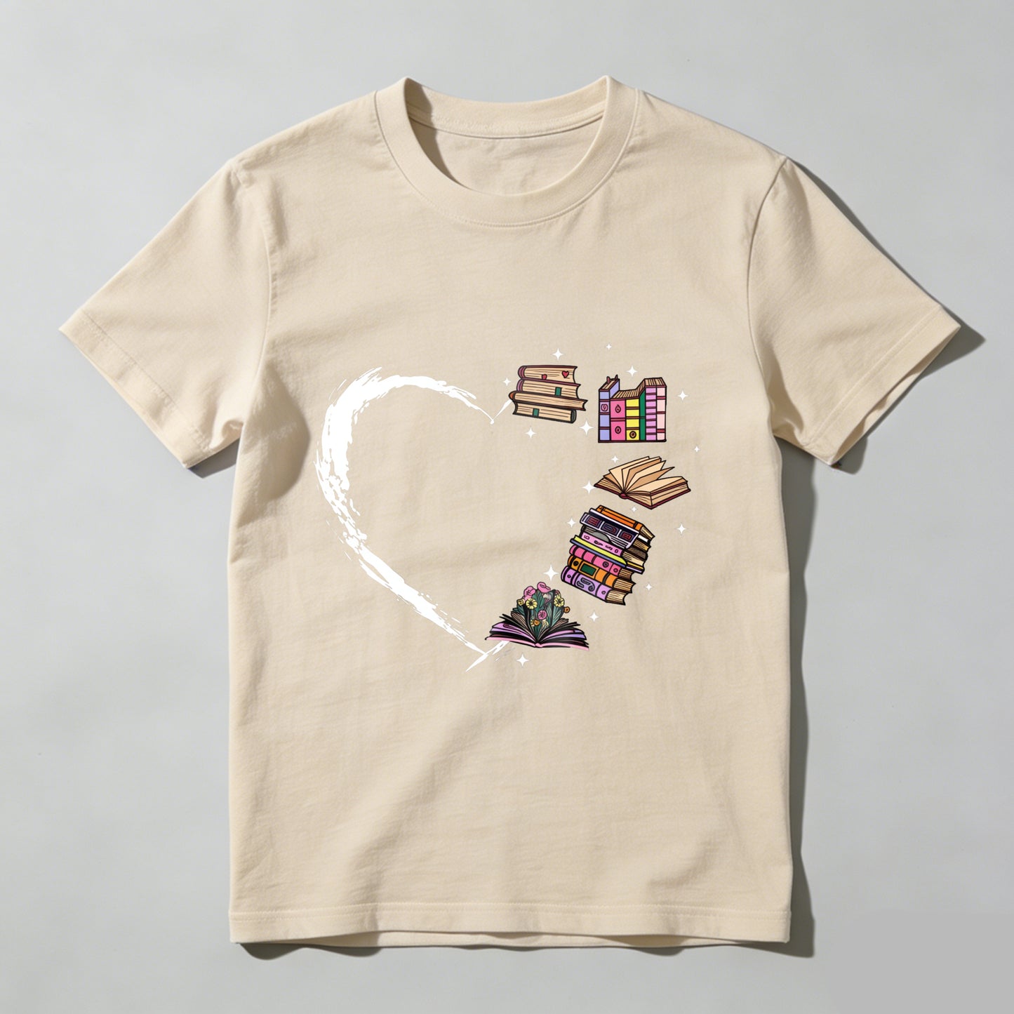 Wardrobecart Heart Books Stack Flowers Stars Unisex Classic T-shirt