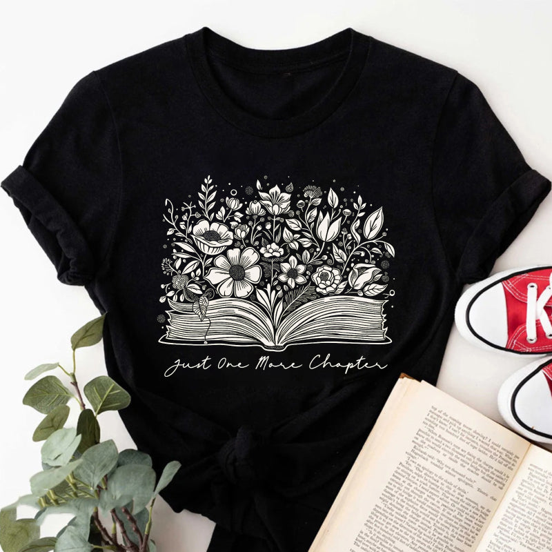 Wardrobecart Open Book With Flowers And Text Unisex Classic T-shirt