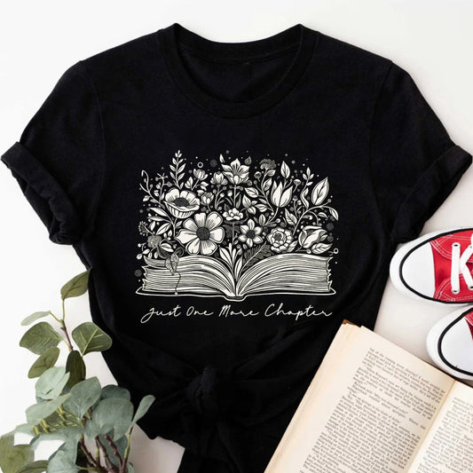 Wardrobecart Open Book With Flowers And Text Unisex Classic T-shirt