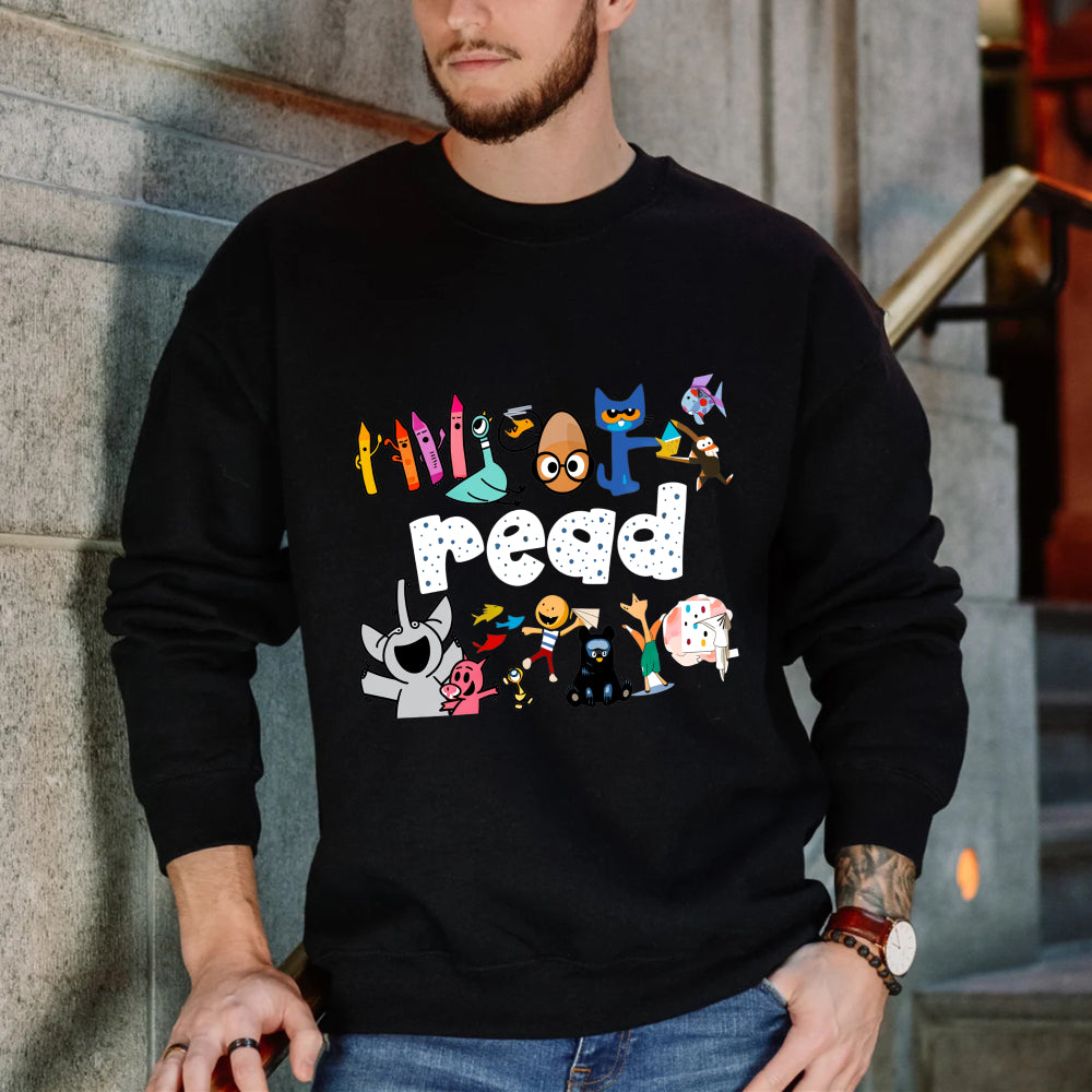 Wardrobecart Cartoon Characters And Colorful Letters Unisex Classic Sweatshirt