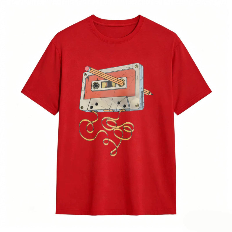 Vintage Cassette Tape Repair Print Funny Graphic T-Shirt