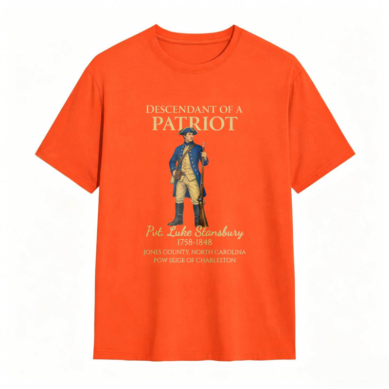 Descendant Of A Patriot Revolutionary War Soldier Portrait With Historical Text T-shirt