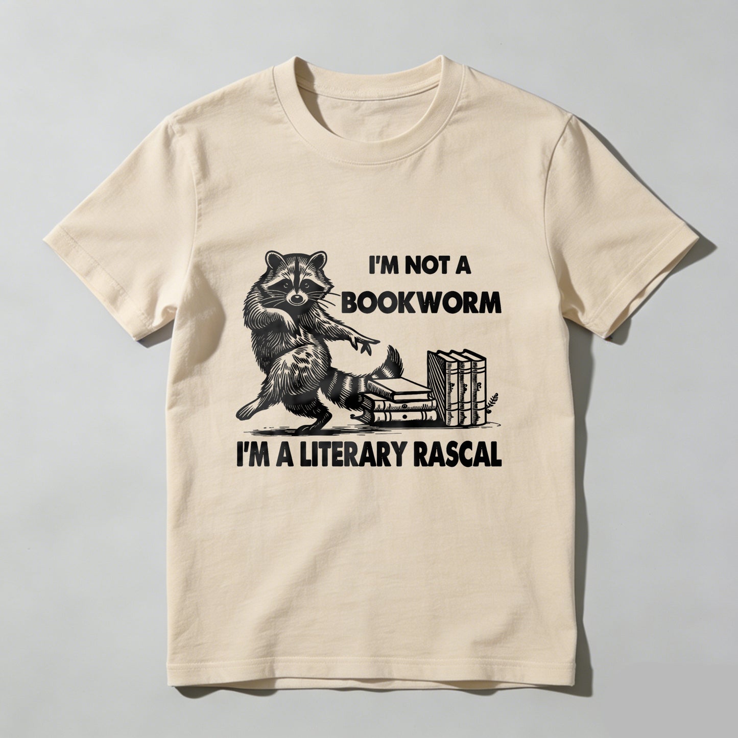 Wardrobecart Raccoon Reading Books With Text Unisex Classic T-shirt