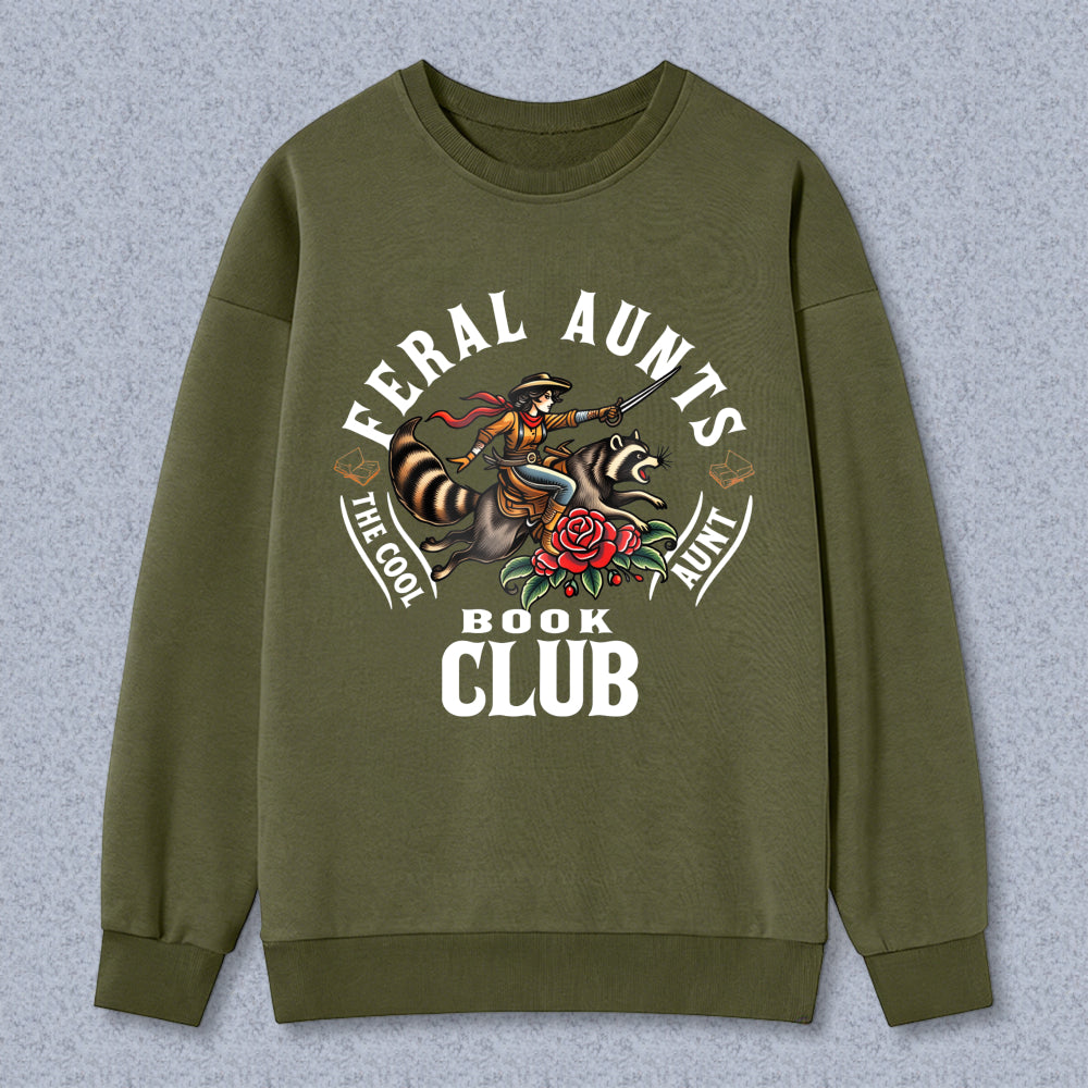 Wardrobecart Feral Aunts The Cool Aunt Book Club Tiger Rose Design Unisex Classic Sweatshirt