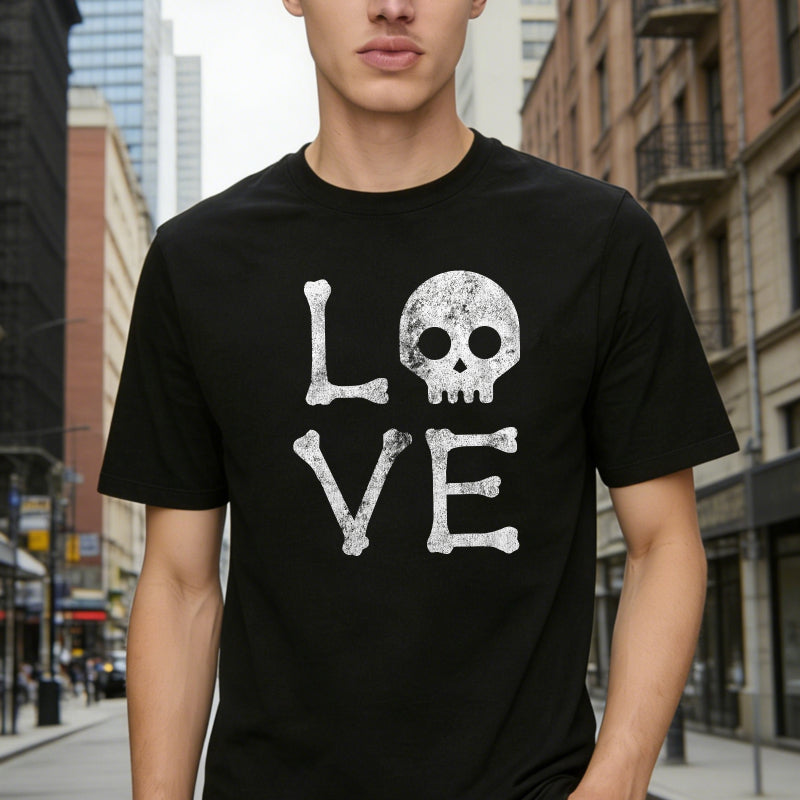 Vintage Love Skull Funny Graphic Tee