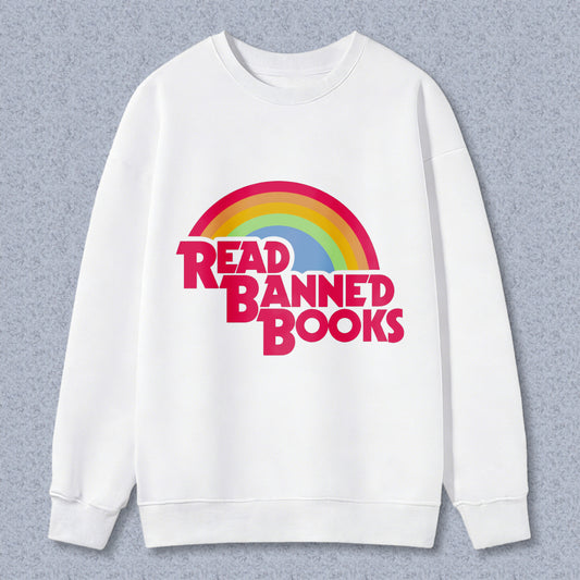 Wardrobecart Rainbow Read Banned Books Unisex Classic Sweatshirt